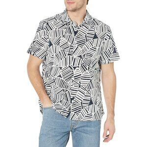PERRY ELLIS MEN’S ABSTRACT LEAF PRINT 100% COTTON SHORT SLEEVE SHIRT SIZE M NWOT